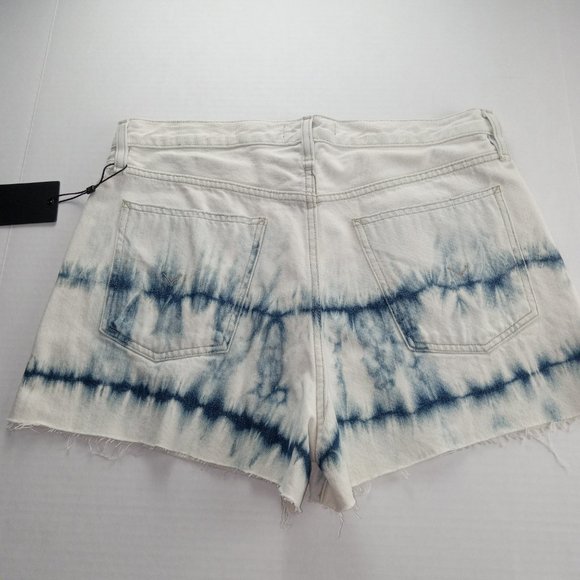 Hudson Women's Lori Cutoff Jean Shorts Size 31 White Blue Tie Dye High Rise - Picture 4 of 8